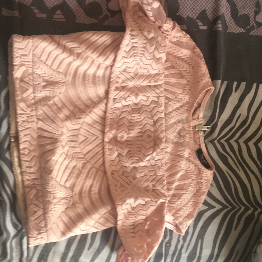 Peach Cropped Bardot Set